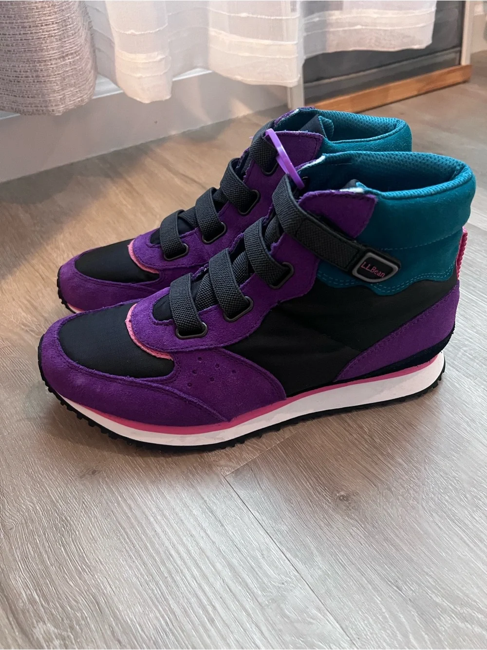L.L. Bean Kids Purple, Black & Teal High-Top Sneakers never used.